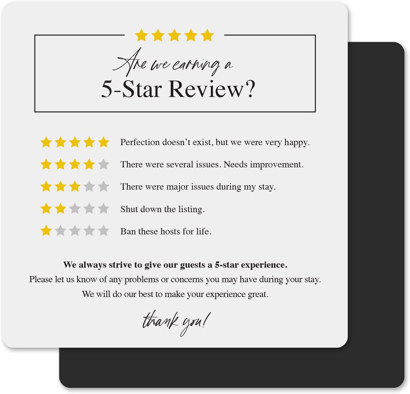 Guest Review Rating Magnet, 5" x 5" Magnetic Sign, Feedback Request and Rental S... 3 Guest Review Rating Magnet, 5" x 5" Magnetic Sign, Feedback Request and Rental S... - Image 3