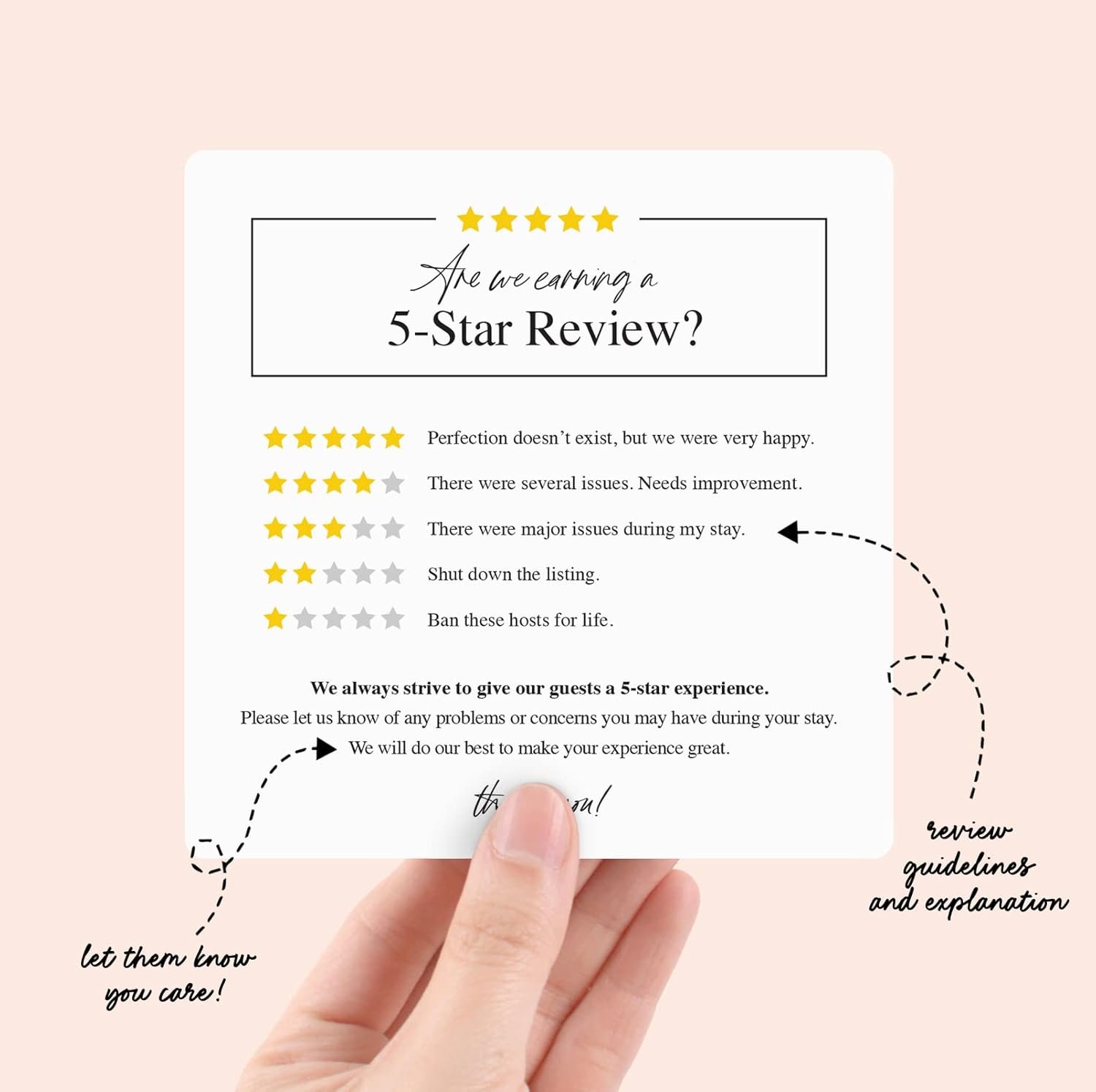 Guest Review Rating Magnet, 5" x 5" Magnetic Sign, Feedback Request and Rental S... 5 Guest Review Rating Magnet, 5" x 5" Magnetic Sign, Feedback Request and Rental S... - Image 5