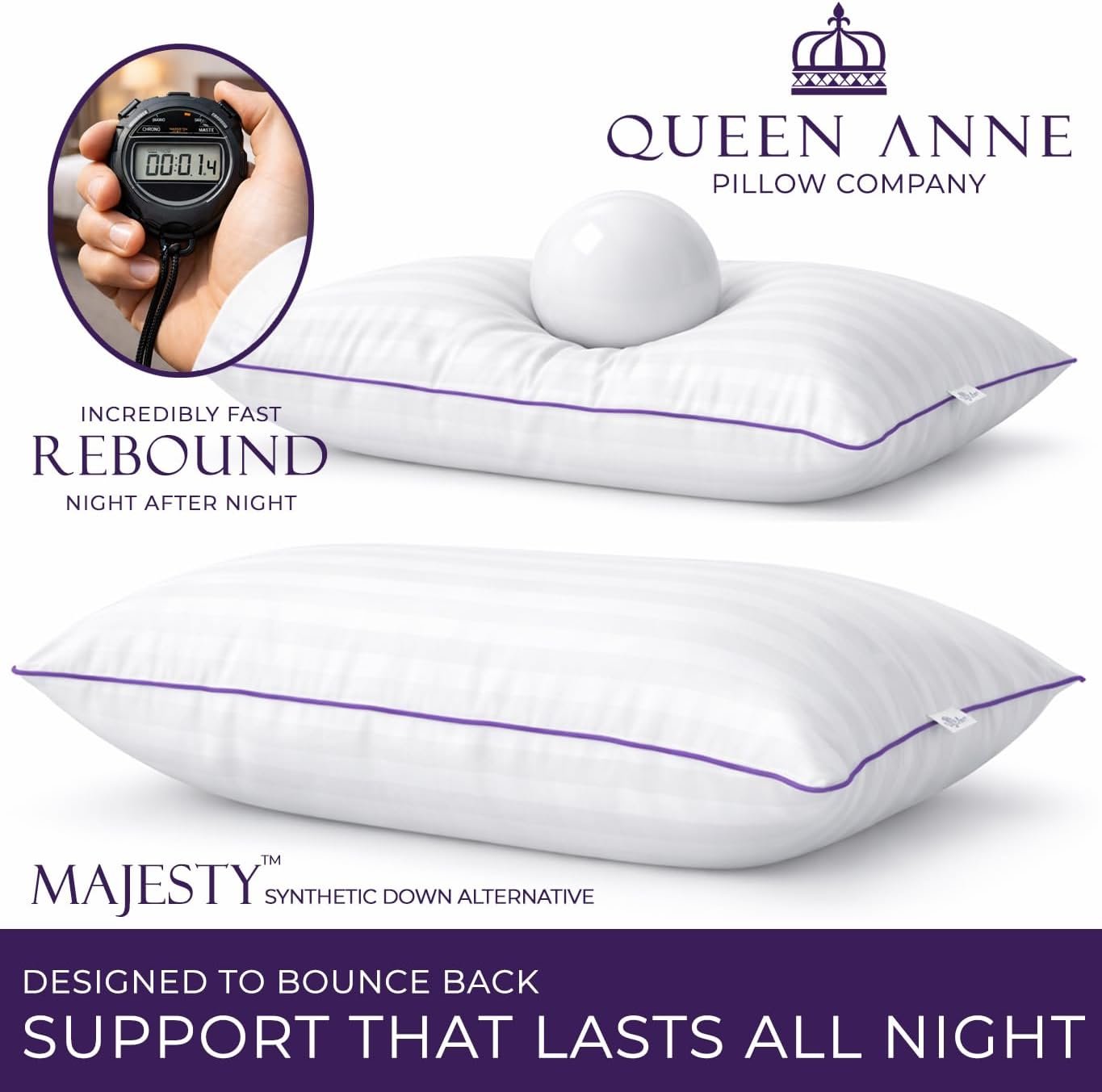 Queen Anne Hotel Pillows Queen Size Bed Pillows for Sleeping, Set of 2 – Adjusta... 4 Queen Anne Hotel Pillows Queen Size Bed Pillows for Sleeping, Set of 2 – Adjusta... - Image 4