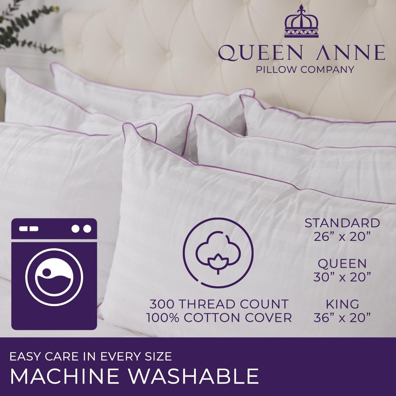Queen Anne Hotel Pillows Queen Size Bed Pillows for Sleeping, Set of 2 – Adjusta... 7 Queen Anne Hotel Pillows Queen Size Bed Pillows for Sleeping, Set of 2 – Adjusta... - Image 7