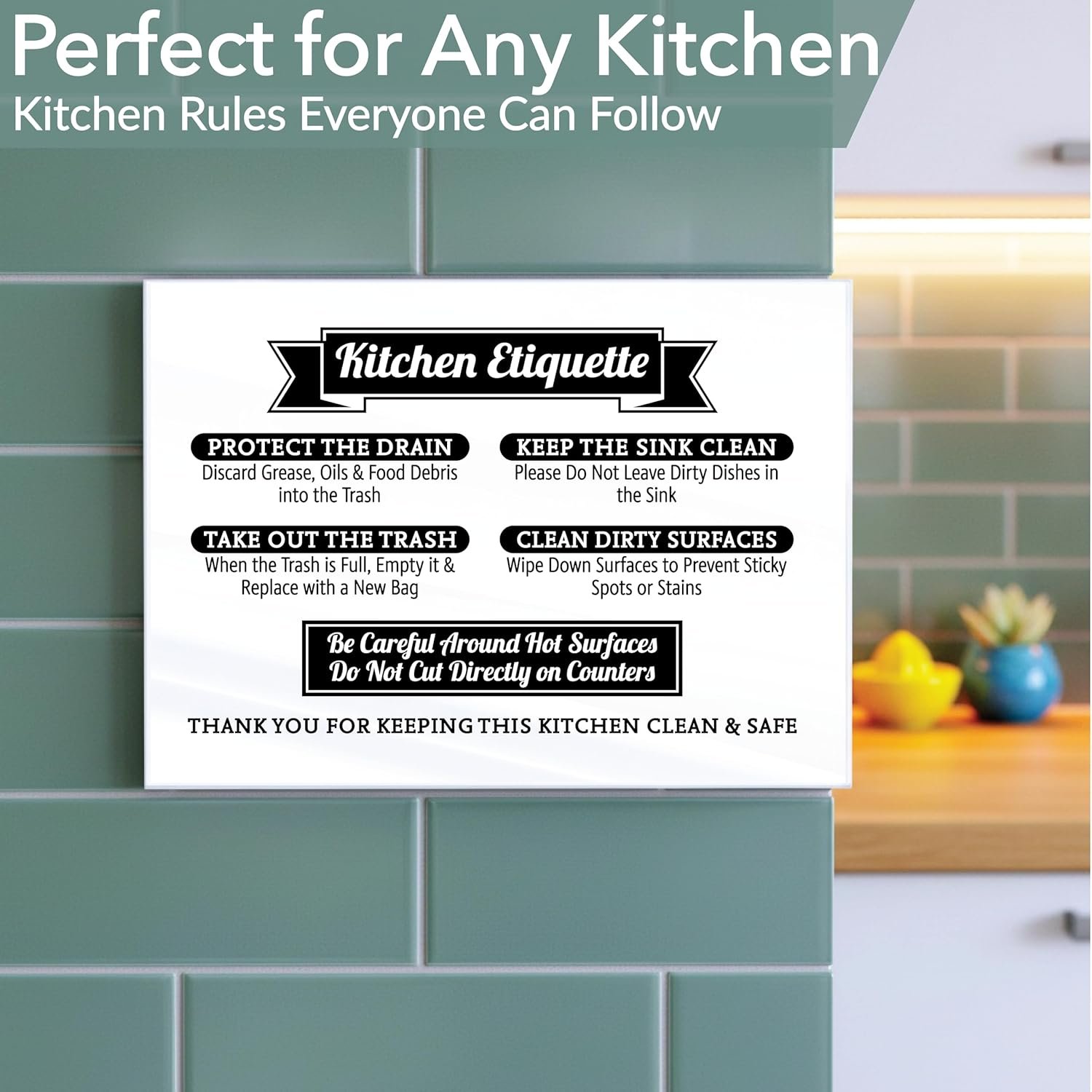 Acrylic 5x7 Kitchen Etiquette Sign - Sensitive Drain, No Dishes in Sink, Rules C... 3 Acrylic 5x7 Kitchen Etiquette Sign - Sensitive Drain, No Dishes in Sink, Rules C... - Image 3
