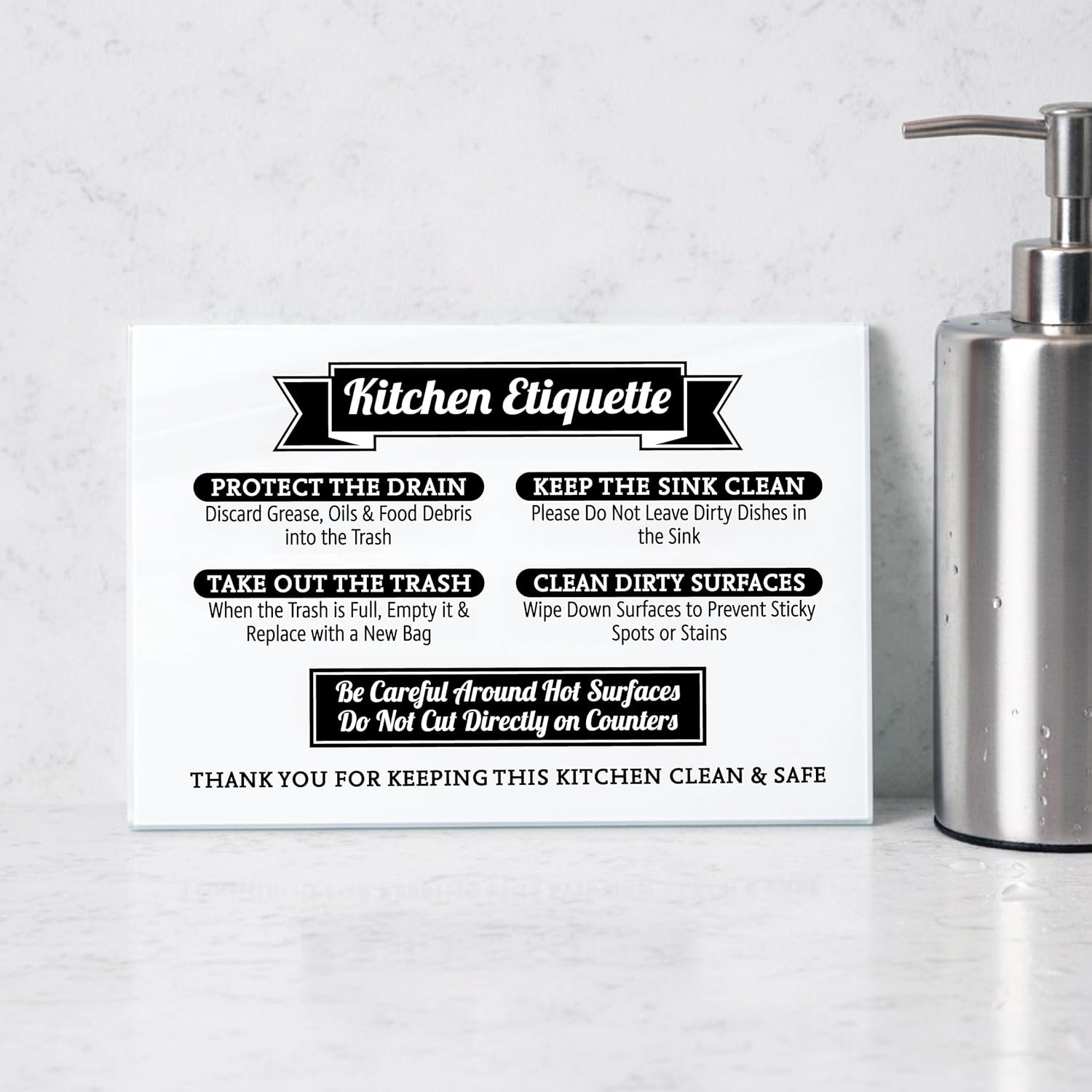 Acrylic 5x7 Kitchen Etiquette Sign - Sensitive Drain, No Dishes in Sink, Rules C... 7 Acrylic 5x7 Kitchen Etiquette Sign - Sensitive Drain, No Dishes in Sink, Rules C... - Image 7