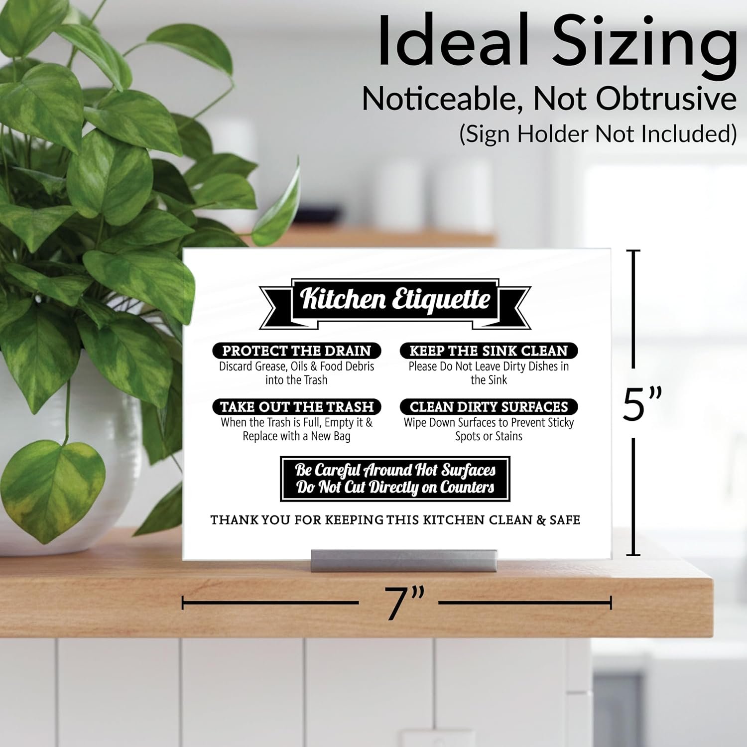 Acrylic 5x7 Kitchen Etiquette Sign - Sensitive Drain, No Dishes in Sink, Rules C... 8 Acrylic 5x7 Kitchen Etiquette Sign - Sensitive Drain, No Dishes in Sink, Rules C... - Image 8