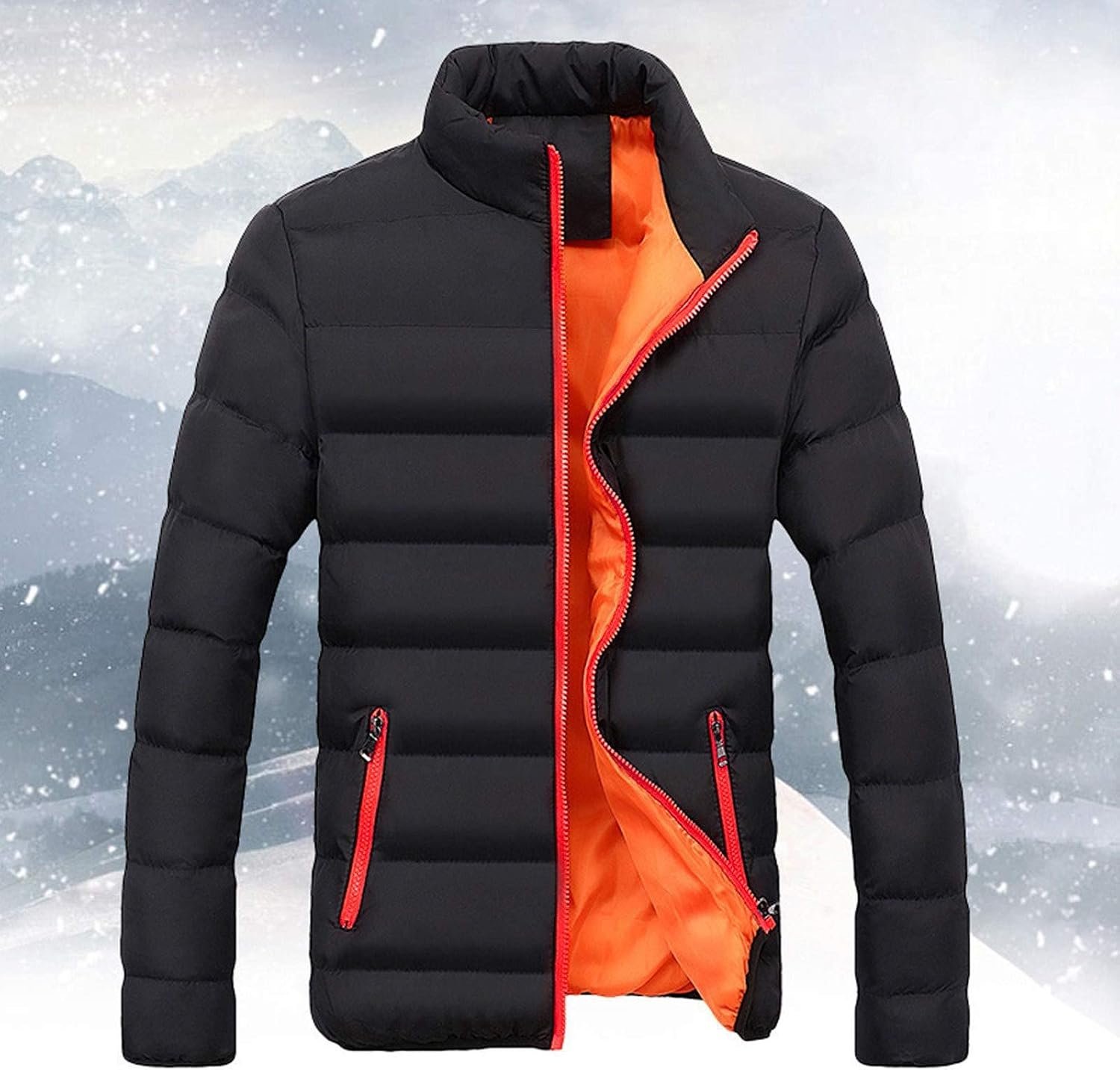 Mens Winter Jacket Quilted Stand Collar Puffer Jacket Lightweight Full Zip Warm ... 3 Mens Winter Jacket Quilted Stand Collar Puffer Jacket Lightweight Full Zip Warm ... - Image 3