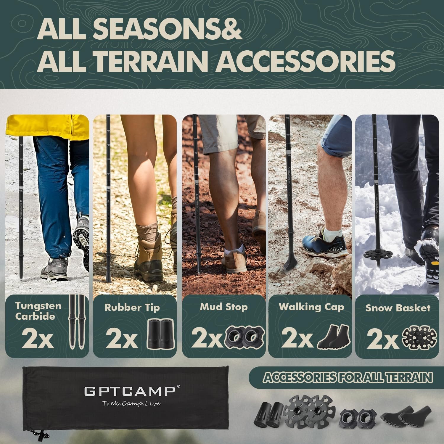 GPTCAMP Walking Sticks,Trekking Poles Collapsible Hiking Poles,Lightweight Foldi... 8 GPTCAMP Walking Sticks,Trekking Poles Collapsible Hiking Poles,Lightweight Foldi... - Image 8