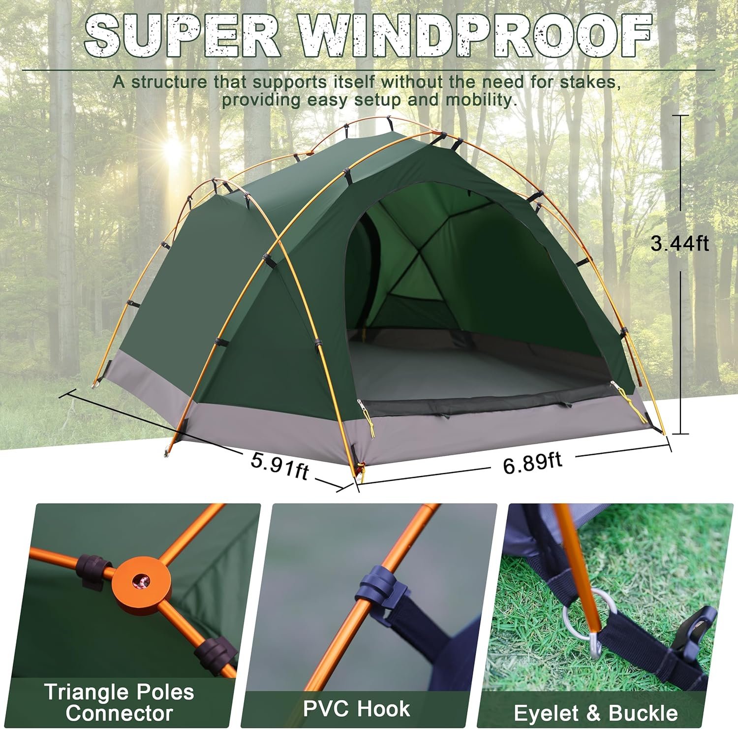 2-3 Person Backpacking Tent Double Doors 2 Vestibule 2 Skylight, Two Person Tent... 3 2-3 Person Backpacking Tent Double Doors 2 Vestibule 2 Skylight, Two Person Tent... - Image 3