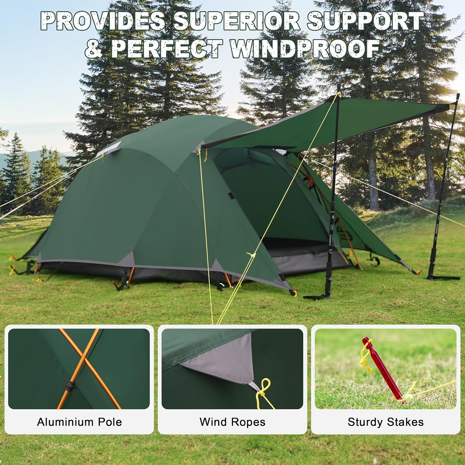 2-3 Person Backpacking Tent Double Doors 2 Vestibule 2 Skylight, Two Person Tent... 6 2-3 Person Backpacking Tent Double Doors 2 Vestibule 2 Skylight, Two Person Tent... - Image 6