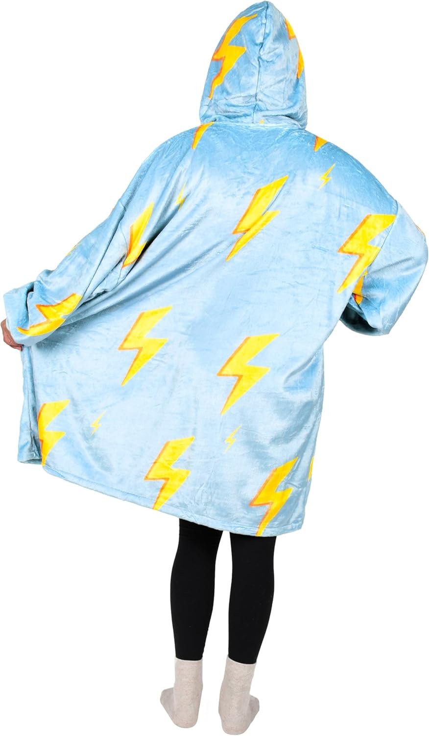 Solaris Thunder Lightning Wearable Blanket Hoodie, Oversize Single Layer Sherpa ... 3 Solaris Thunder Lightning Wearable Blanket Hoodie, Oversize Single Layer Sherpa ... - Image 3