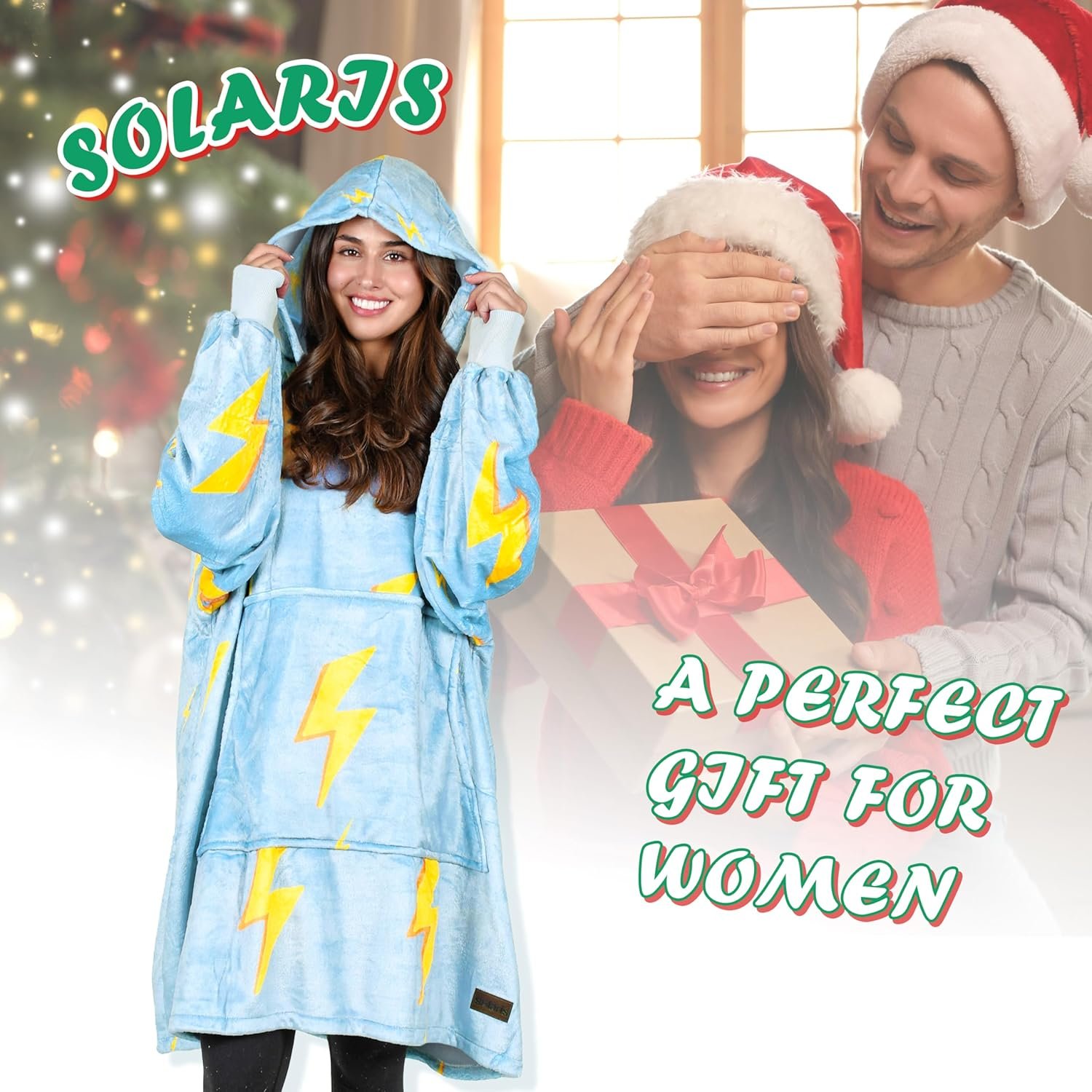 Solaris Thunder Lightning Wearable Blanket Hoodie, Oversize Single Layer Sherpa ... 5 Solaris Thunder Lightning Wearable Blanket Hoodie, Oversize Single Layer Sherpa ... - Image 5