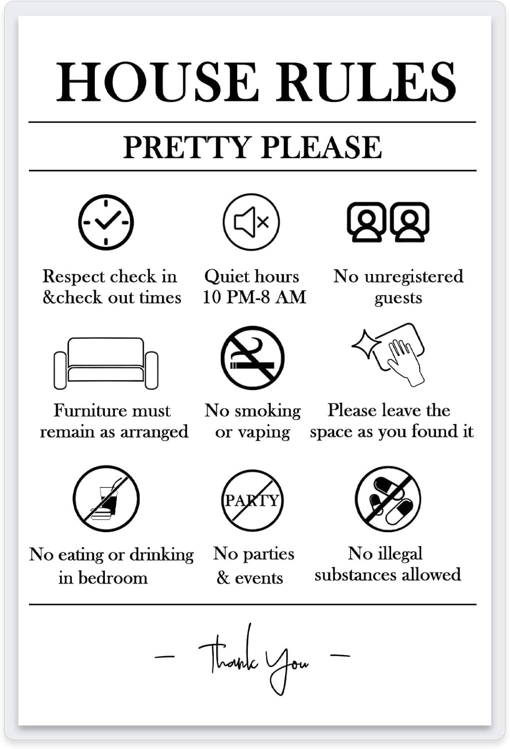 Air BnB House Rules Sign - 4x6 Inch Laminated Vacation Rental Rules with 4 Damag... 2 Air BnB House Rules Sign - 4x6 Inch Laminated Vacation Rental Rules with 4 Damag... - Image 2
