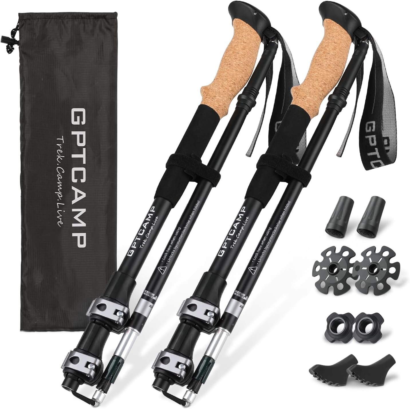 GPTCAMP Walking Sticks,Trekking Poles Collapsible Hiking Poles,Lightweight Foldi... 2 GPTCAMP Walking Sticks,Trekking Poles Collapsible Hiking Poles,Lightweight Foldi... - Image 2