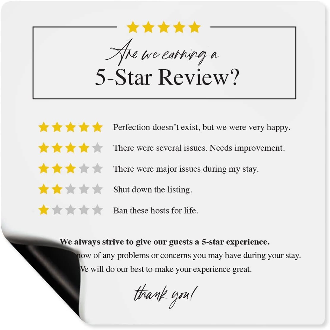 Guest Review Rating Magnet, 5" x 5" Magnetic Sign, Feedback Request and Rental S... 2 Guest Review Rating Magnet, 5" x 5" Magnetic Sign, Feedback Request and Rental S... - Image 2