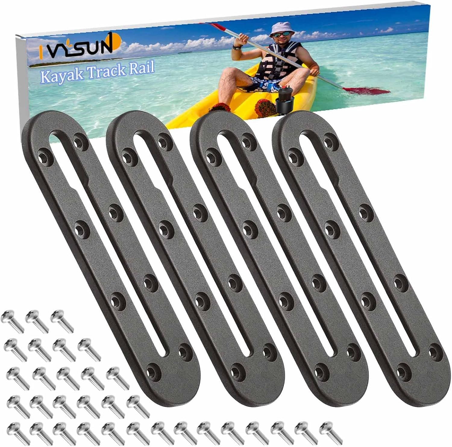 Kayak Track Rail - Low Profile Design for Fishing Rod,Cup Holders and Paddle Hol... 2 Kayak Track Rail - Low Profile Design for Fishing Rod,Cup Holders and Paddle Hol... - Image 2