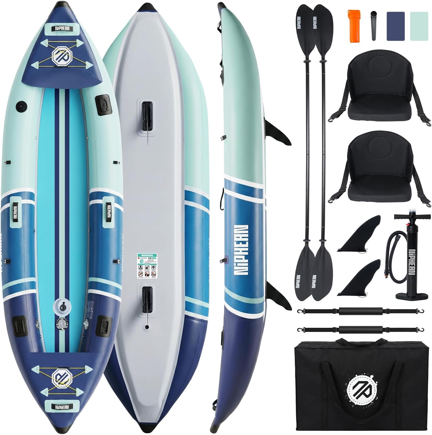 Niphean Inflatable Kayak 2 Person, 12'6" Tandem Kayak with 500lb Capacity, 3-Cha... 2 Niphean Inflatable Kayak 2 Person, 12'6" Tandem Kayak with 500lb Capacity, 3-Cha... - Image 2