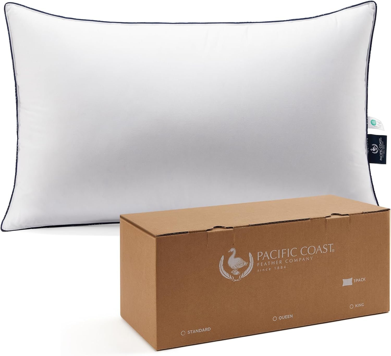 Pacific Coast Bed Pillow, Hotel Goose Feather and Down Pillow for Sleeping, 3-Ch... 2 Pacific Coast Bed Pillow, Hotel Goose Feather and Down Pillow for Sleeping, 3-Ch... - Image 2