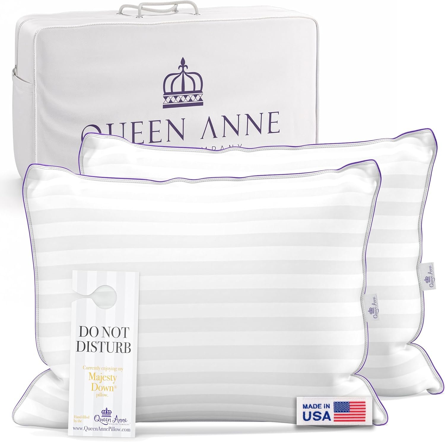 Queen Anne Hotel Pillows Queen Size Bed Pillows for Sleeping, Set of 2 – Adjusta... 2 Queen Anne Hotel Pillows Queen Size Bed Pillows for Sleeping, Set of 2 – Adjusta... - Image 2
