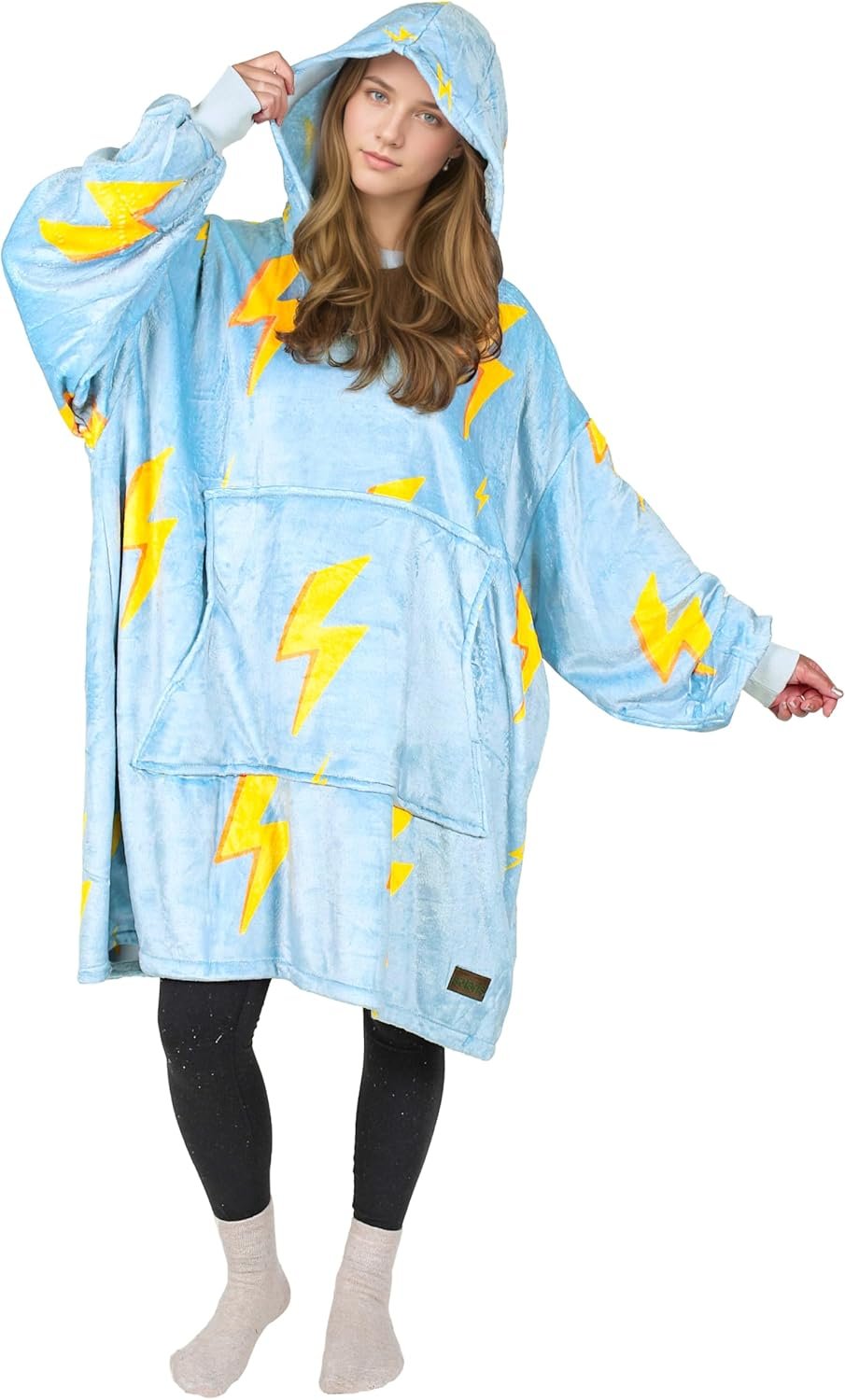 Solaris Thunder Lightning Wearable Blanket Hoodie, Oversize Single Layer Sherpa ... 2 Solaris Thunder Lightning Wearable Blanket Hoodie, Oversize Single Layer Sherpa ... - Image 2