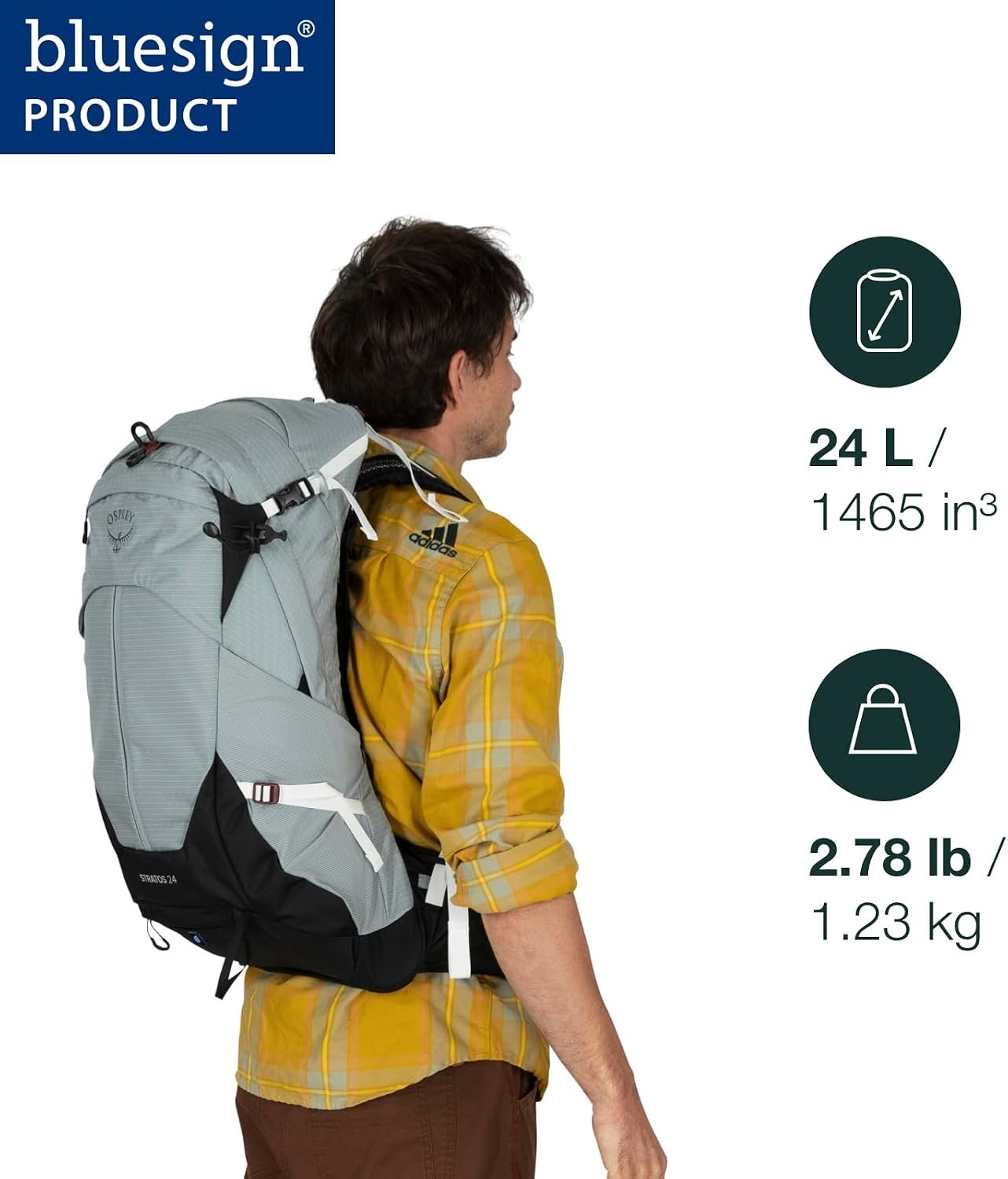 Osprey Stratos 24L Men's Hiking Backpack, Tunnel Vision Grey 5 Osprey Stratos 24L Men's Hiking Backpack, Tunnel Vision Grey - Image 5