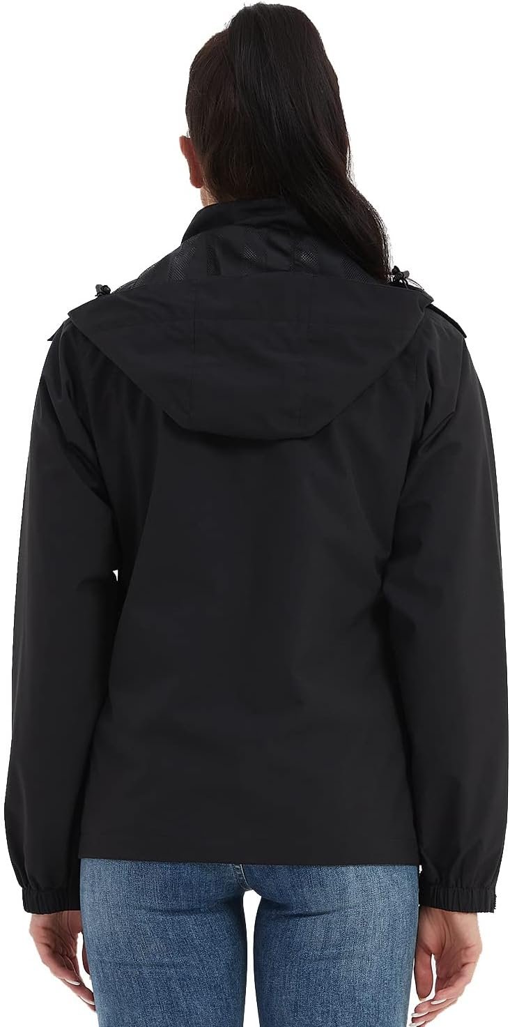 MOERDENG Women's Rain Jacket Hooded Hiking Jacket Softshell Windbreaker | Windpr... 4 MOERDENG Women's Rain Jacket Hooded Hiking Jacket Softshell Windbreaker | Windpr... - Image 4