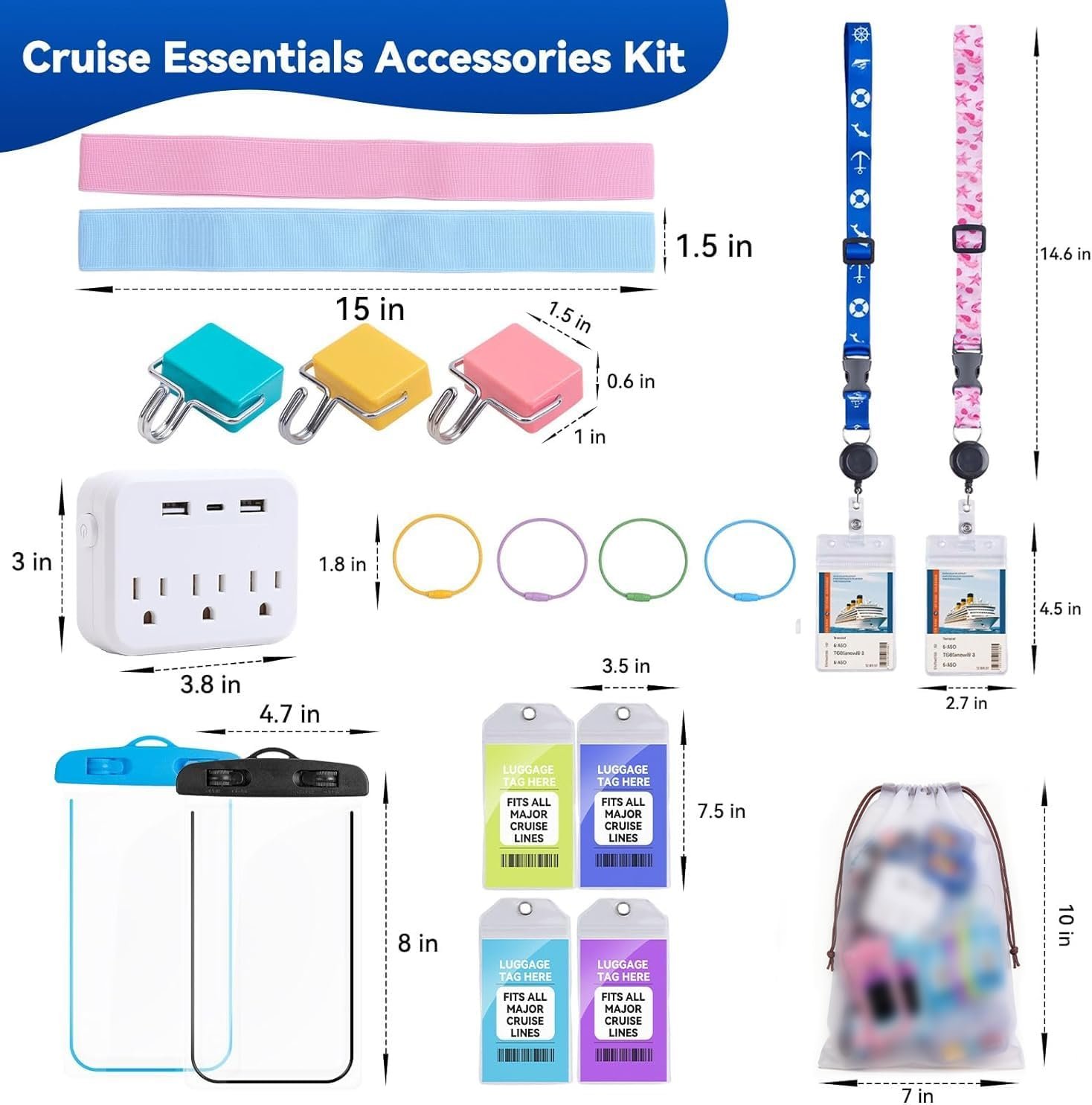 Cruise Essentials 2026, 17PCS Complete Cruise Must Haves Kit with Non-Surge Powe... 7 Cruise Essentials 2026, 17PCS Complete Cruise Must Haves Kit with Non-Surge Powe... - Image 7