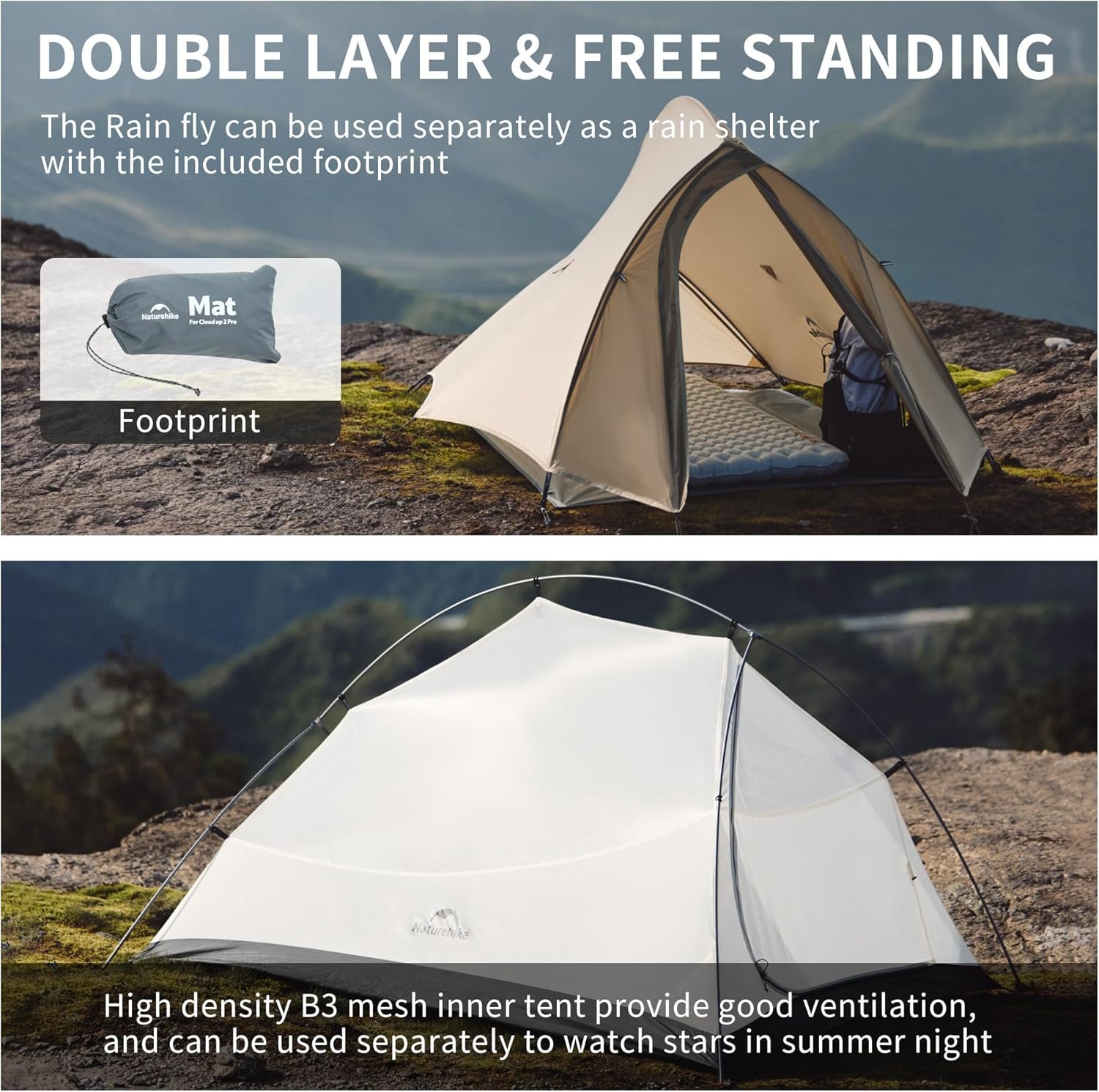 Naturehike Cloud Up 1 Person Tent, Lightweight Backpacking Tents for One Man, Wa... 4 Naturehike Cloud Up 1 Person Tent, Lightweight Backpacking Tents for One Man, Wa... - Image 4