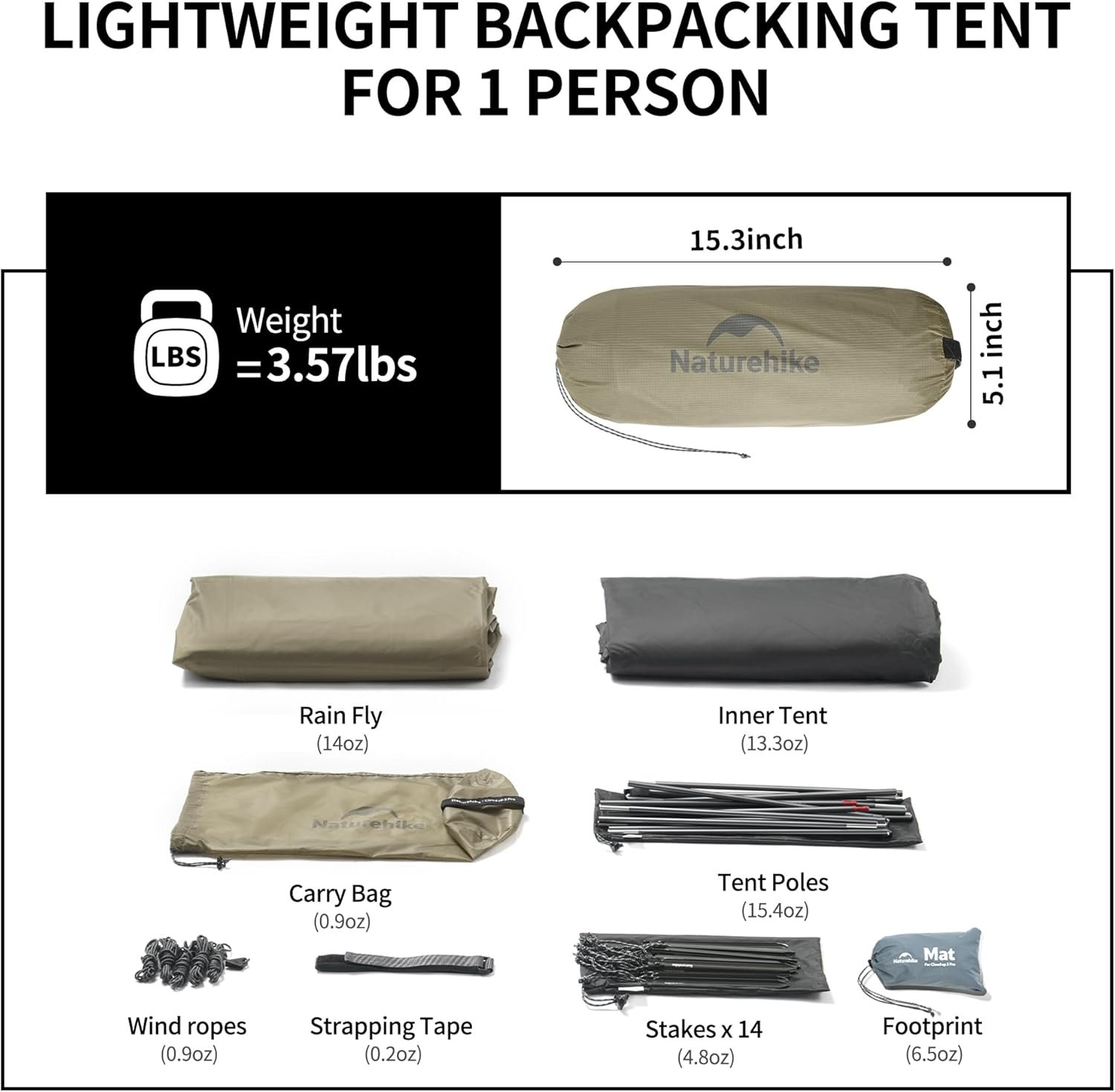 Naturehike Cloud Up 1 Person Tent, Lightweight Backpacking Tents for One Man, Wa... 5 Naturehike Cloud Up 1 Person Tent, Lightweight Backpacking Tents for One Man, Wa... - Image 5