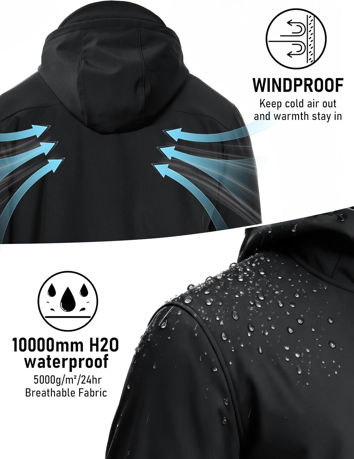 MAGCOMSEN Men's Jacket Waterproof Fleece Lightweight Softshell Rain Coat 5 MAGCOMSEN Men's Jacket Waterproof Fleece Lightweight Softshell Rain Coat - Image 5