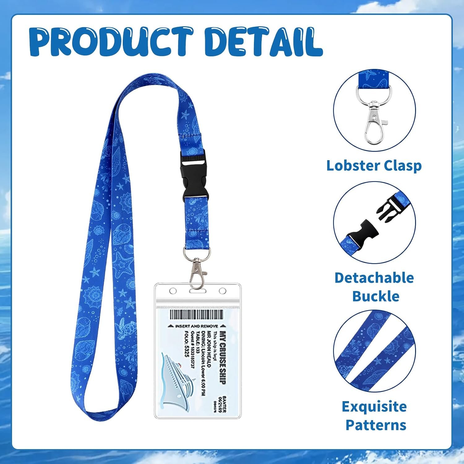 6 Pack Cruise Lanyard for Ship Cards Cruise Essentials 2026, Ocean 4 6 Pack Cruise Lanyard for Ship Cards Cruise Essentials 2026, Ocean - Image 4