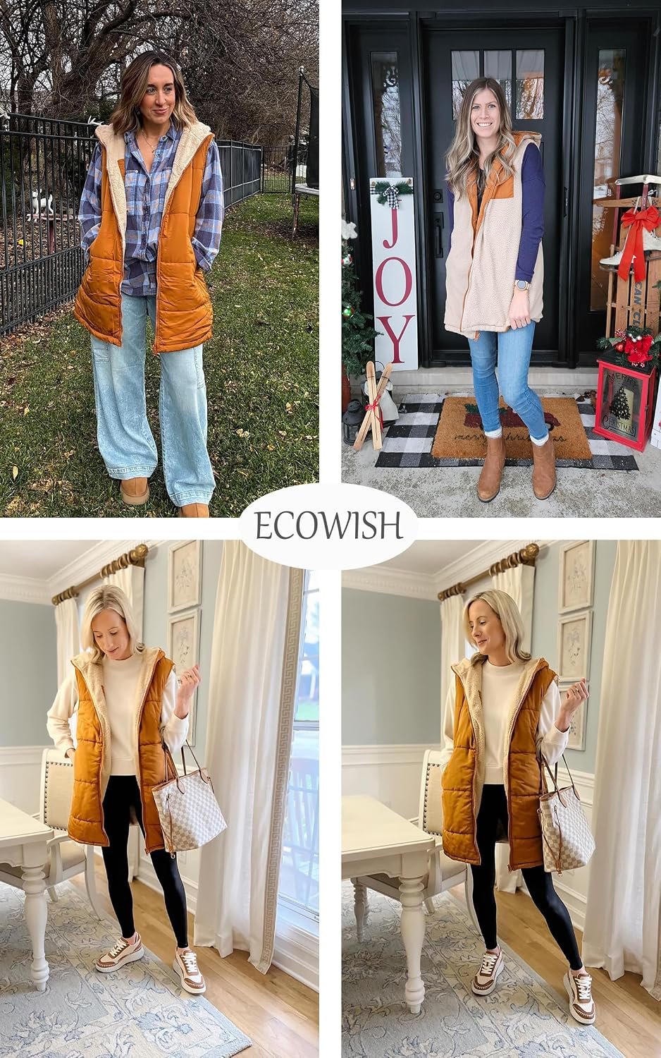 ECOWISH Women Long Puffer Vest: Fall Zip up Reversible Fleece Jacket 2026 Winter... 7 ECOWISH Women Long Puffer Vest: Fall Zip up Reversible Fleece Jacket 2026 Winter... - Image 7