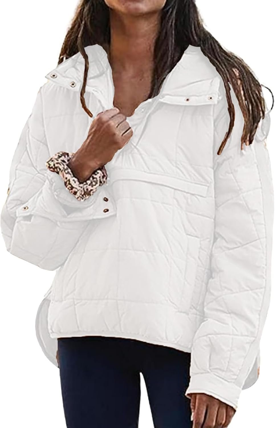 Puffer Pullover Jacket Womens Quilted Lightweight Jacket Dolman Hoodies Padded C... 3 Puffer Pullover Jacket Womens Quilted Lightweight Jacket Dolman Hoodies Padded C... - Image 3