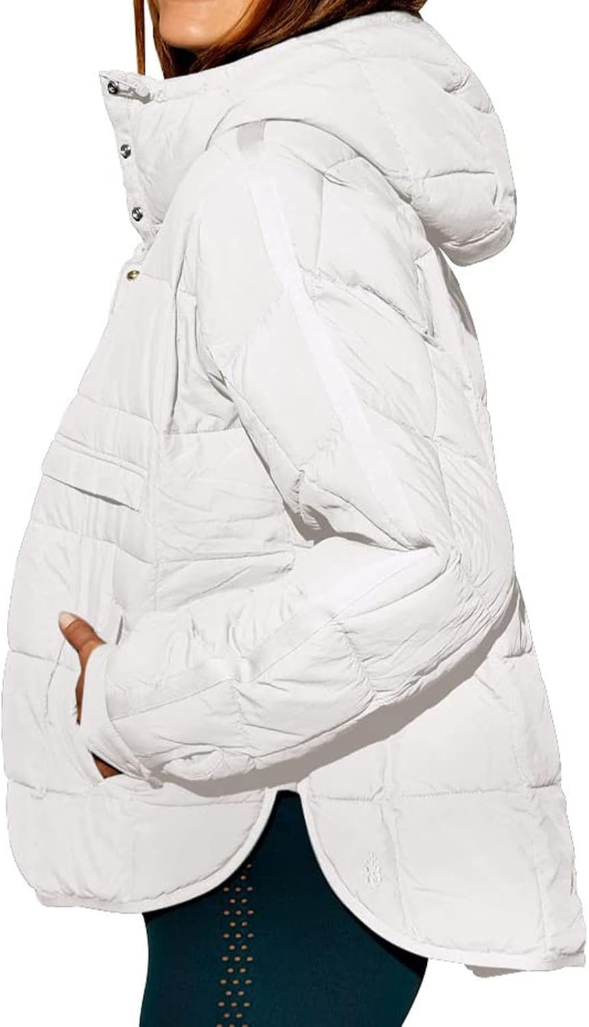 Puffer Pullover Jacket Womens Quilted Lightweight Jacket Dolman Hoodies Padded C... 4 Puffer Pullover Jacket Womens Quilted Lightweight Jacket Dolman Hoodies Padded C... - Image 4