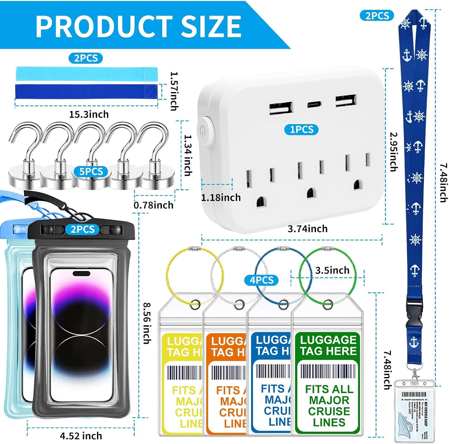 Cruise Essentials 2026, 16 Pcs Cruise Must Haves Kit Include Non-Surge Power Str... 4 Cruise Essentials 2026, 16 Pcs Cruise Must Haves Kit Include Non-Surge Power Str... - Image 4