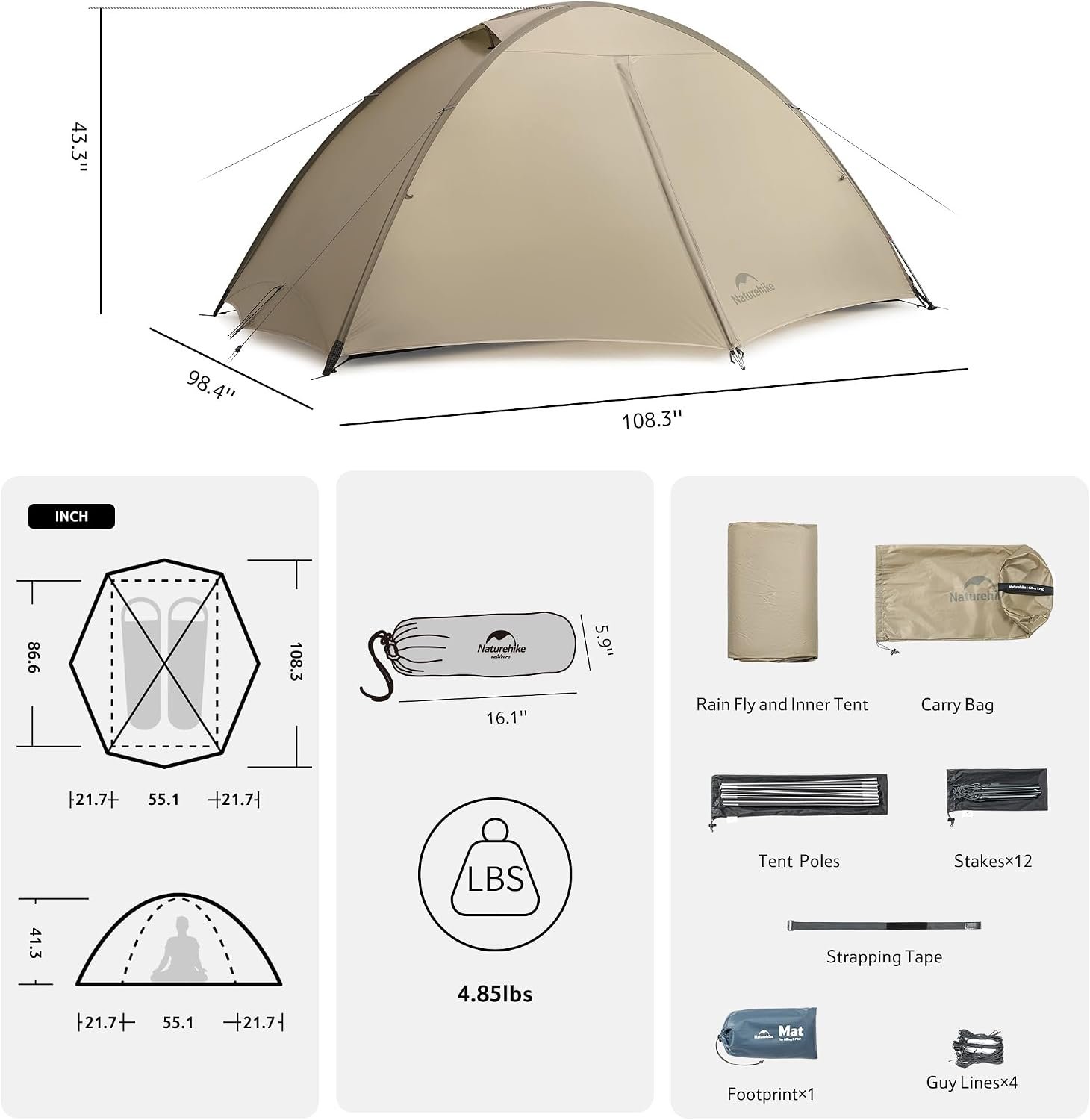 Naturehike Giling 1/2 Person Backpacking Tent 4 Season Lightweight Tent for Hiki... 3 Naturehike Giling 1/2 Person Backpacking Tent 4 Season Lightweight Tent for Hiki... - Image 3