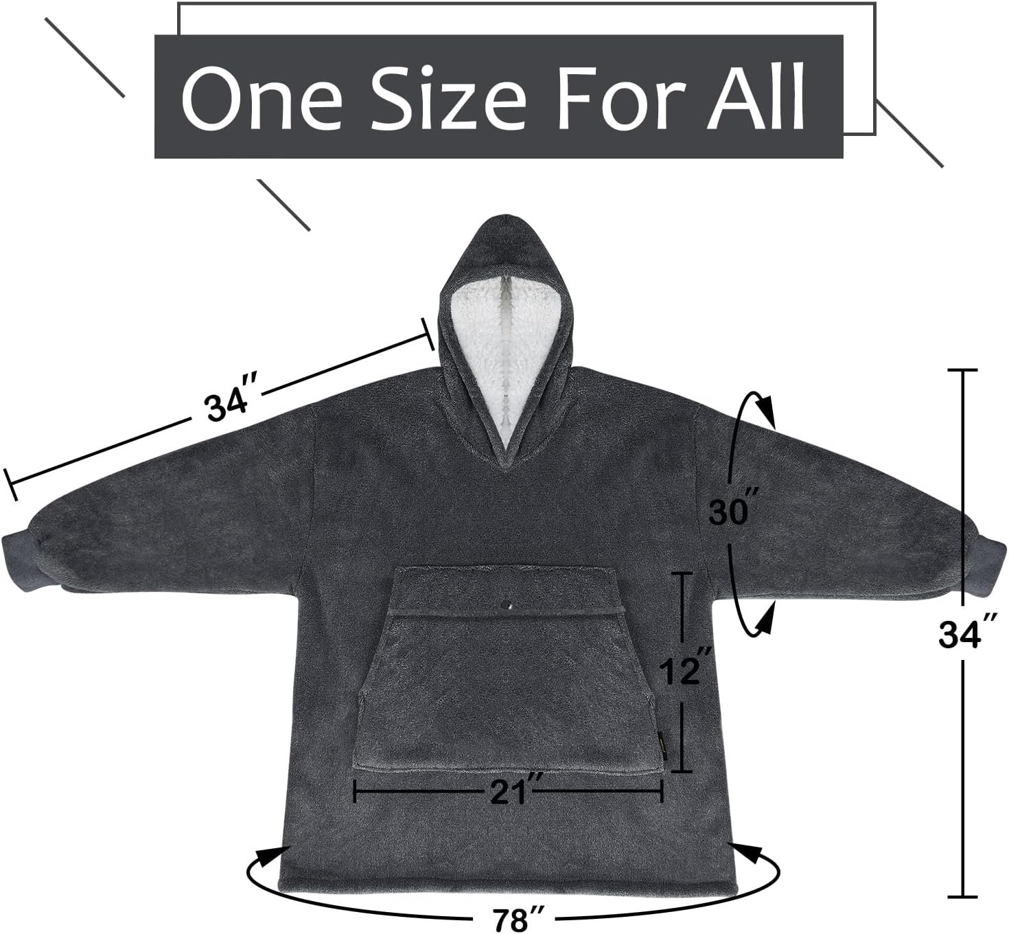 Solaris Oversized Wearable Blanket Hoodie with Large Pocket, Warm Super Soft Coz... 7 Solaris Oversized Wearable Blanket Hoodie with Large Pocket, Warm Super Soft Coz... - Image 7