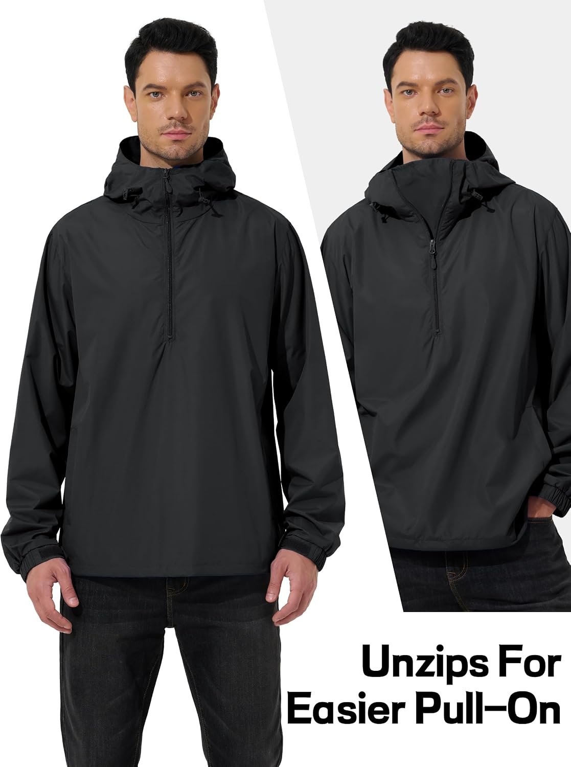 Mens Pullover Rain Jacket Waterproof Raincoat 3 Mens Pullover Rain Jacket Waterproof Raincoat - Image 3