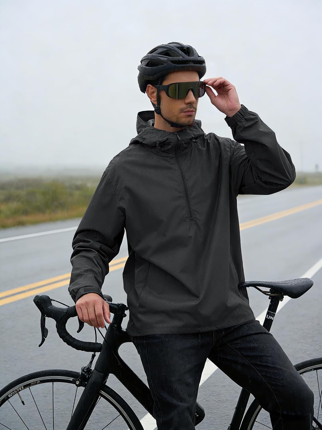 Mens Pullover Rain Jacket Waterproof Raincoat 4 Mens Pullover Rain Jacket Waterproof Raincoat - Image 4