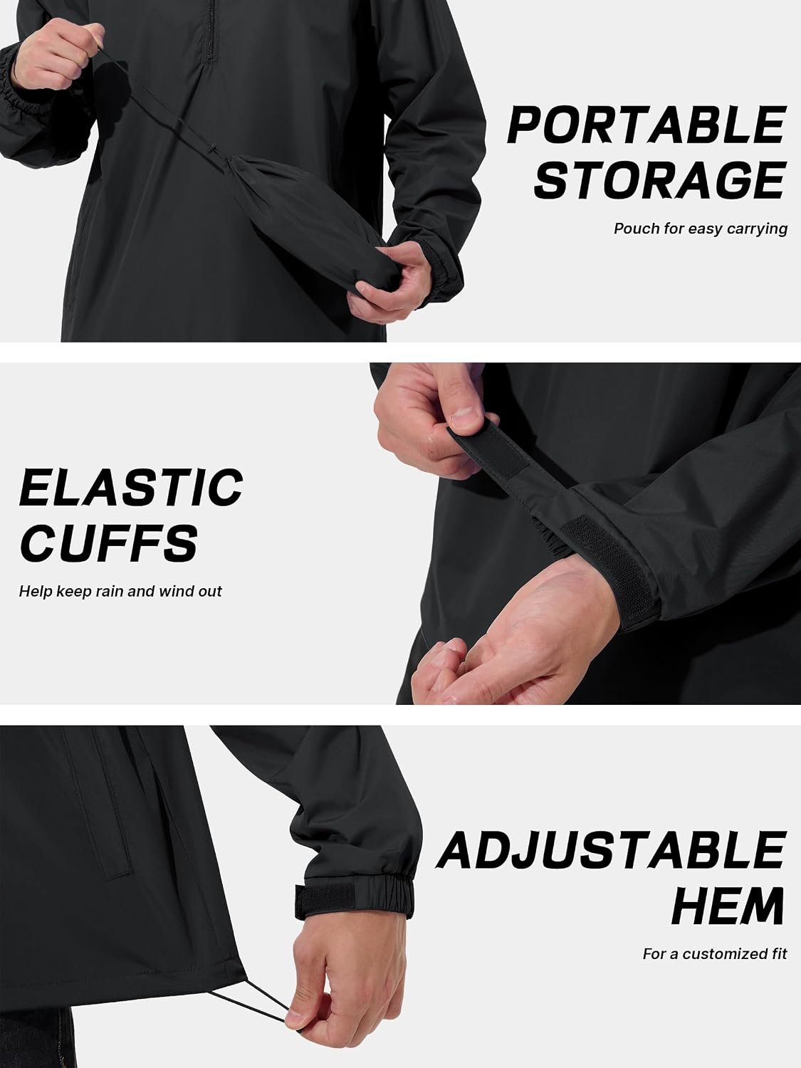 Mens Pullover Rain Jacket Waterproof Raincoat 7 Mens Pullover Rain Jacket Waterproof Raincoat - Image 7