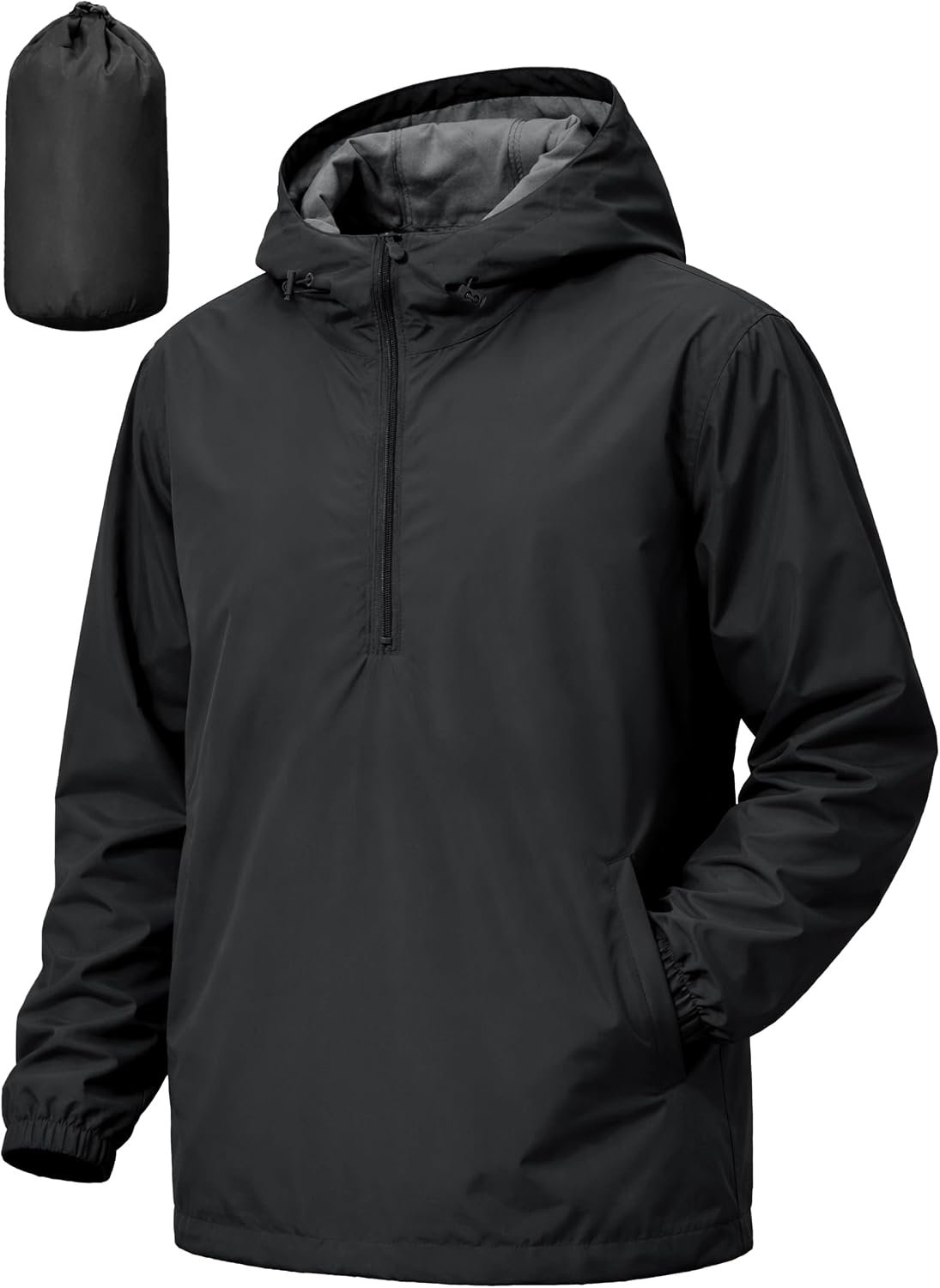 Mens Pullover Rain Jacket Waterproof Raincoat 2 Mens Pullover Rain Jacket Waterproof Raincoat - Image 2