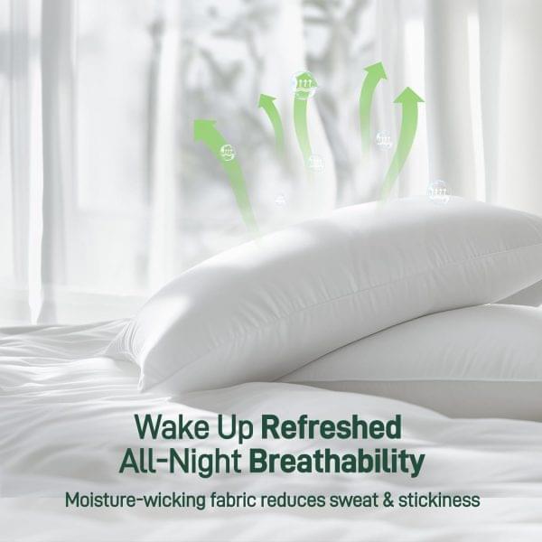 Hypoallergenic Bamboo Viscose Breathable Pillows with Down Alternative Filling, ... - Image 4