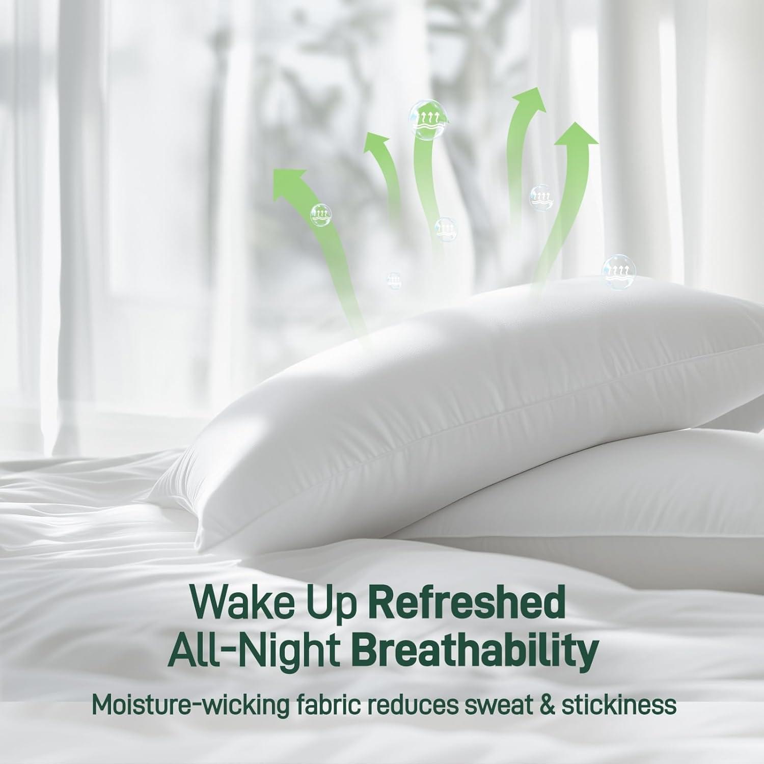 Hypoallergenic Bamboo Viscose Breathable Pillows with Down Alternative Filling, ... 4 Hypoallergenic Bamboo Viscose Breathable Pillows with Down Alternative Filling, ... - Image 4