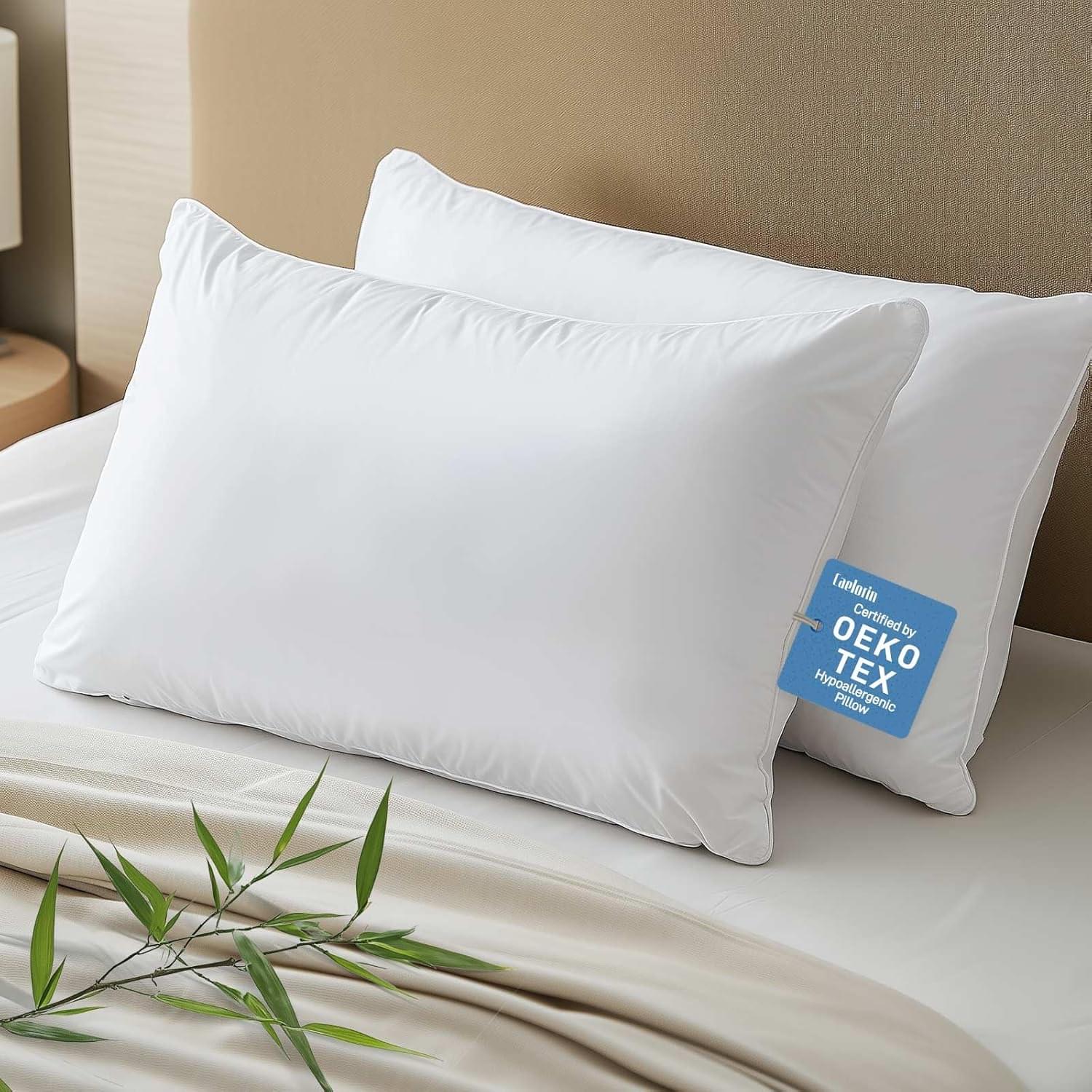 Hypoallergenic Bamboo Viscose Breathable Pillows with Down Alternative Filling, ... 2 Hypoallergenic Bamboo Viscose Breathable Pillows with Down Alternative Filling, ... - Image 2